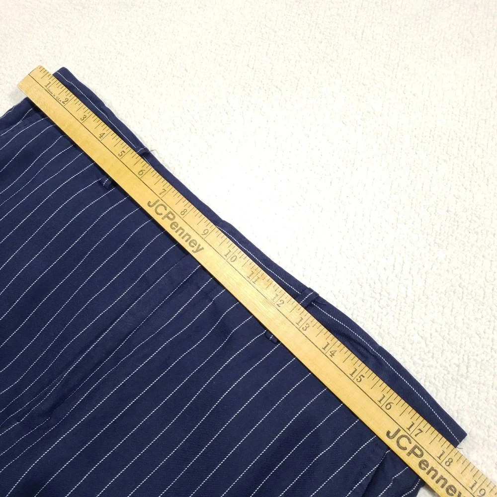 Polo Ralph Lauren Linen Trousers Men 36x30 Navy Blue Blend Pinstripe Dress Pants